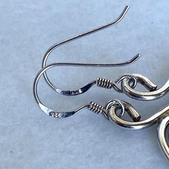 Artisan Sterling Silver 925 1.88" Hammered Spiral Wire Dangle Drop Earrings - Picture 9 of 16